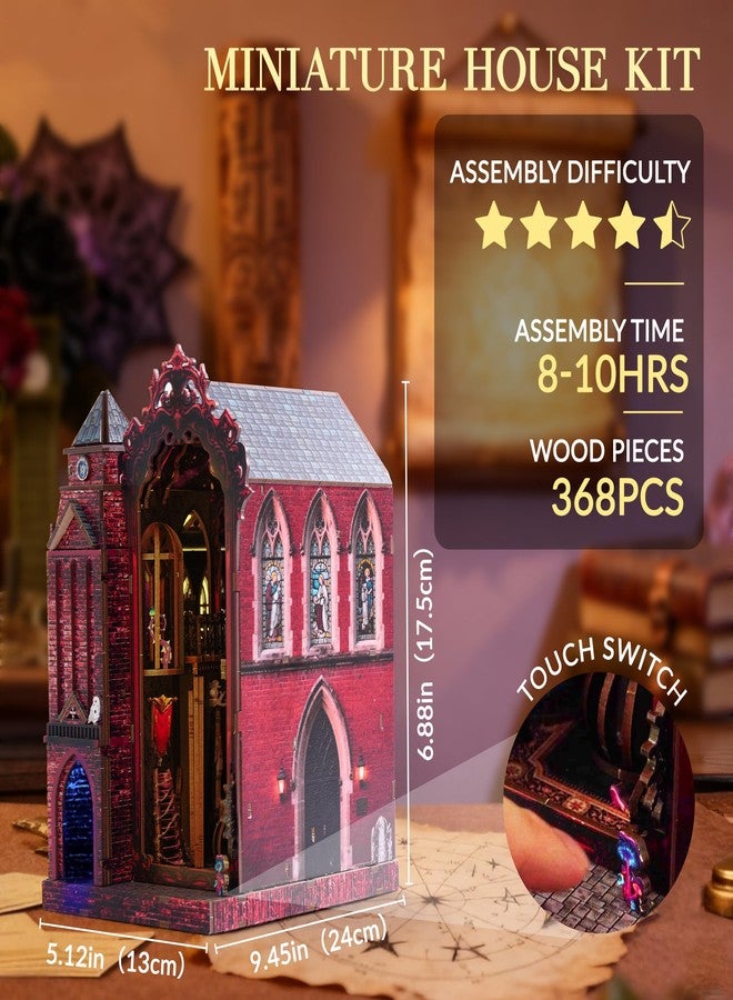 GATTLELIC Book Nook Kit, DIY Miniature House Dollhouse Crafts Kit for Adults and Teens, Magic Castle 3D Wooden Puzzle Booknook Build Bookshelf Decor, Gifts for Family and Friends（Arcane Sprire） - Image 3
